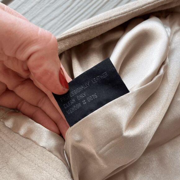 Vintage Guess Genuine Suede Leather Pants Size 6 Beige Straight Leg - Picture 10 of 12